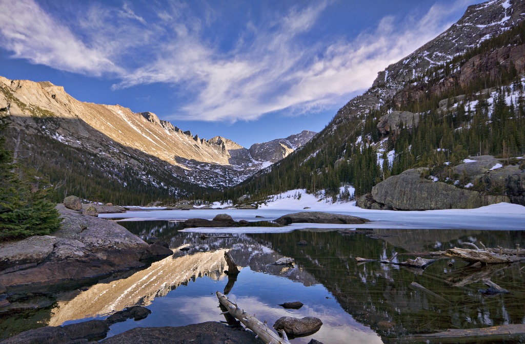 Mills Lake Early Spring Sunset jigsaw puzzle in Puzzle of the Day puzzles on TheJigsawPuzzles.com