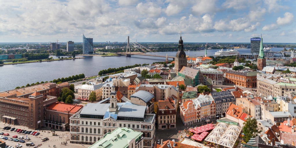 View of Riga from St. Peter's Church, Latvia jigsaw puzzle in Bridges puzzles on TheJigsawPuzzles.com