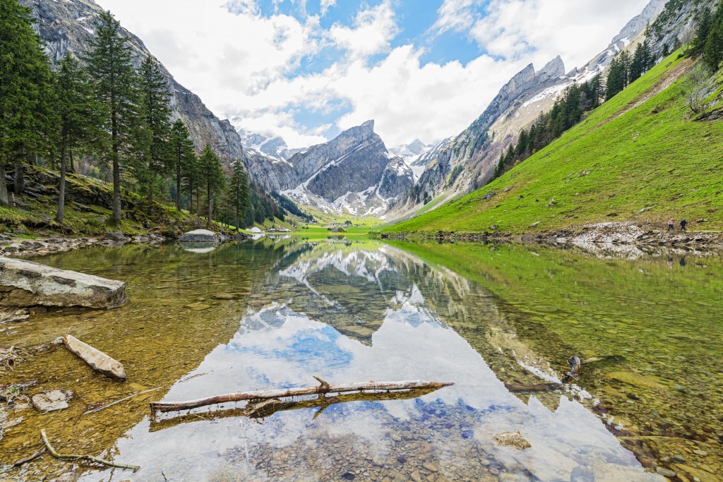 Seealpsee Landscape, Switzerland jigsaw puzzle in Puzzle of the Day puzzles on TheJigsawPuzzles.com