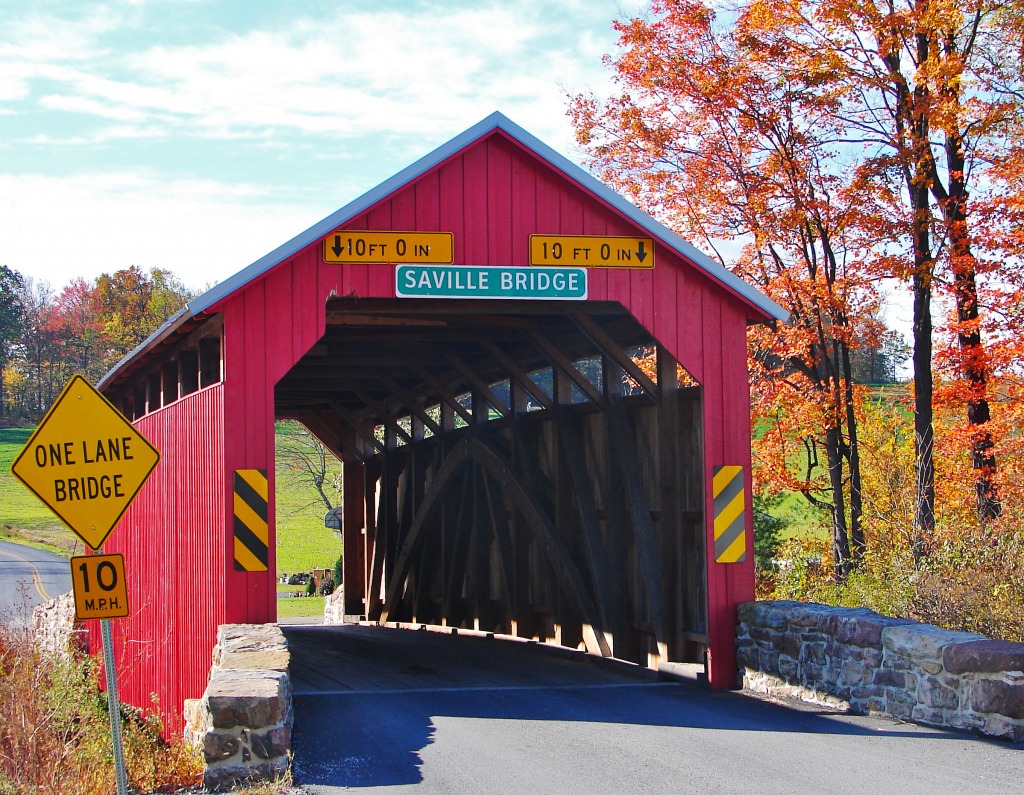 Saville Covered Bridge, Pennsylvania jigsaw puzzle in Bridges puzzles on TheJigsawPuzzles.com