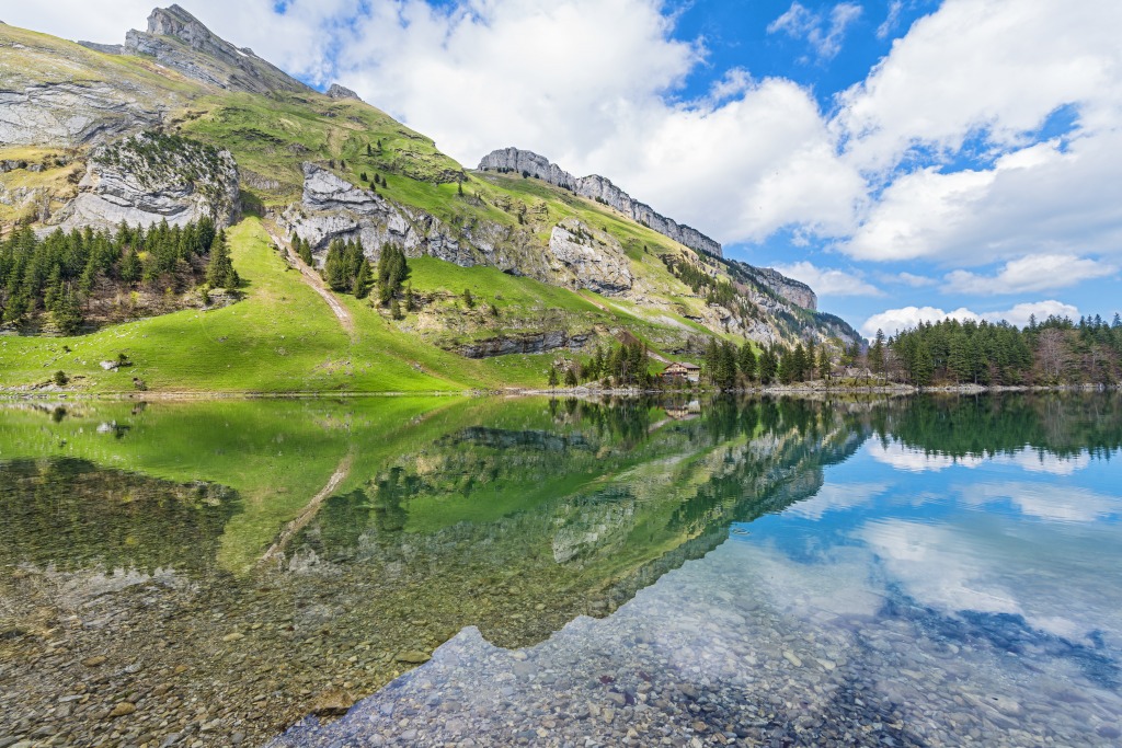 Seealpsee Landscape, Switzerland jigsaw puzzle in Puzzle of the Day puzzles on TheJigsawPuzzles.com