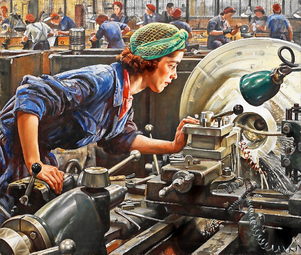 Ruby Loftus Turning a Breech-ring jigsaw puzzle in People puzzles on TheJigsawPuzzles.com