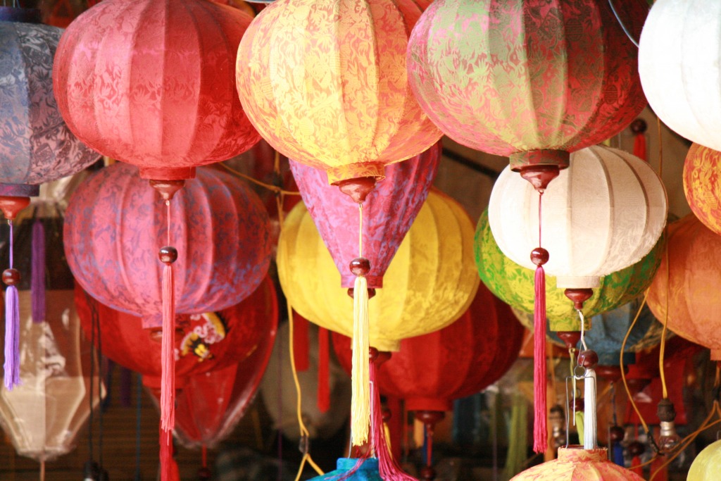 Colourful Vietnamese Lanterns jigsaw puzzle in Handmade puzzles on TheJigsawPuzzles.com