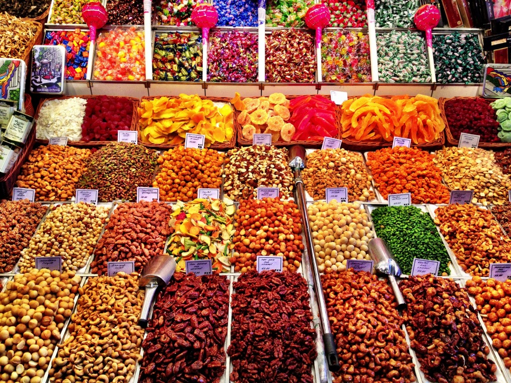 Dried Fruits and Nuts, Boqueria Market jigsaw puzzle in Food & Bakery puzzles on TheJigsawPuzzles.com