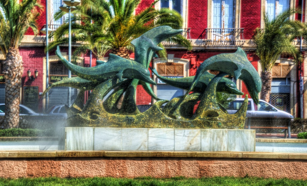 Dolphin Statue in Almeria, Spain jigsaw puzzle in Animals puzzles on TheJigsawPuzzles.com