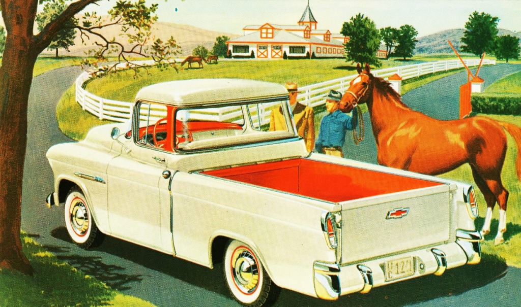 1955 Chevrolet Model 3124 Cameo Carrier Pickup jigsaw puzzle in Cars & Bikes puzzles on TheJigsawPuzzles.com
