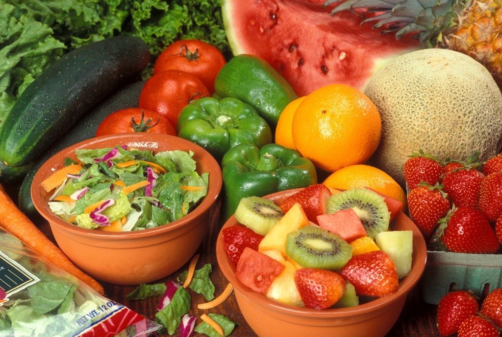 Fresh Cut Fruits and Vegetables jigsaw puzzle in Puzzle of the Day puzzles on TheJigsawPuzzles.com