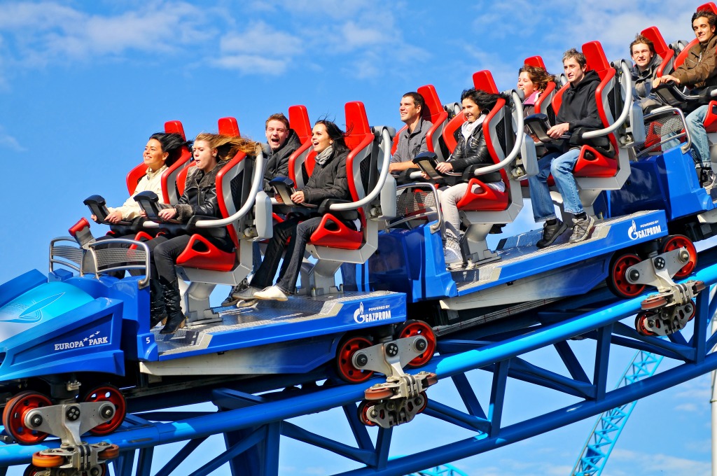 People on the Blue Fire Rollercoaster jigsaw puzzle in People puzzles on TheJigsawPuzzles.com