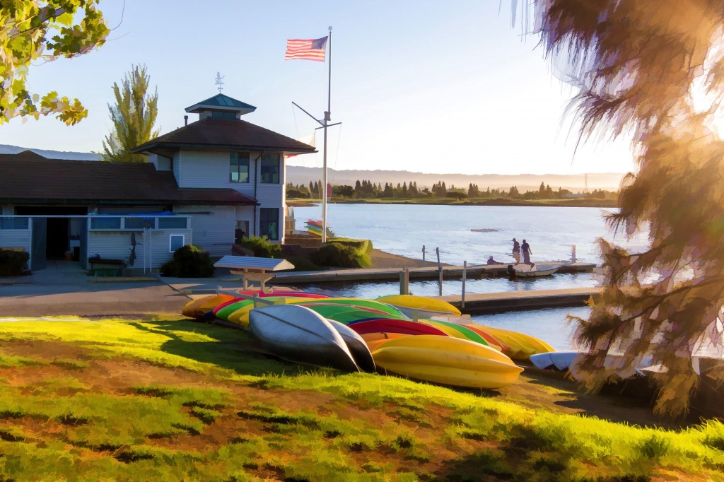 Late Afternoon at Shoreline Lake, Palo Alto jigsaw puzzle in Great Sightings puzzles on TheJigsawPuzzles.com