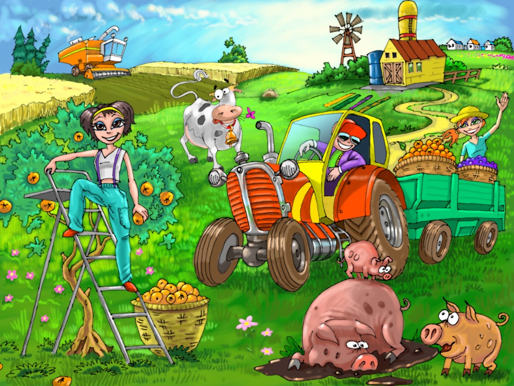 Happy Farmers jigsaw puzzle in Kids Puzzles puzzles on TheJigsawPuzzles.com