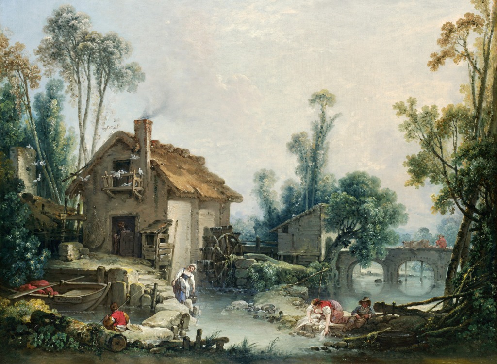 Landscape with a Watermill jigsaw puzzle in Waterfalls puzzles on TheJigsawPuzzles.com