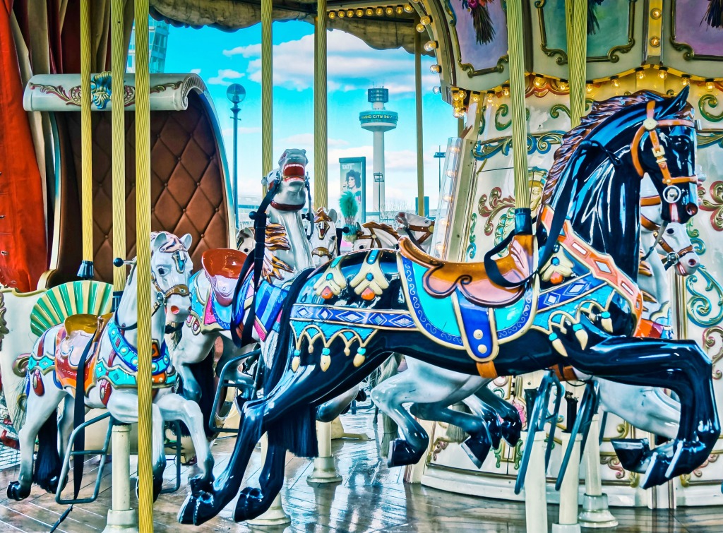 Carousel Horses, Albert Dock jigsaw puzzle in Animals puzzles on TheJigsawPuzzles.com