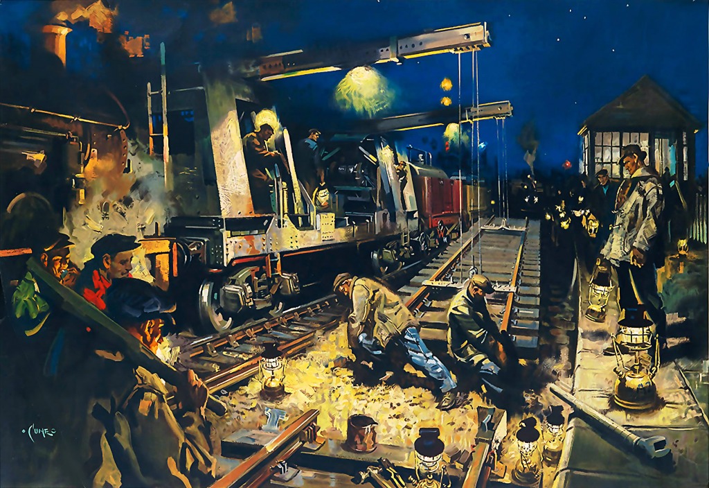 Track Laying by Night jigsaw puzzle in People puzzles on TheJigsawPuzzles.com