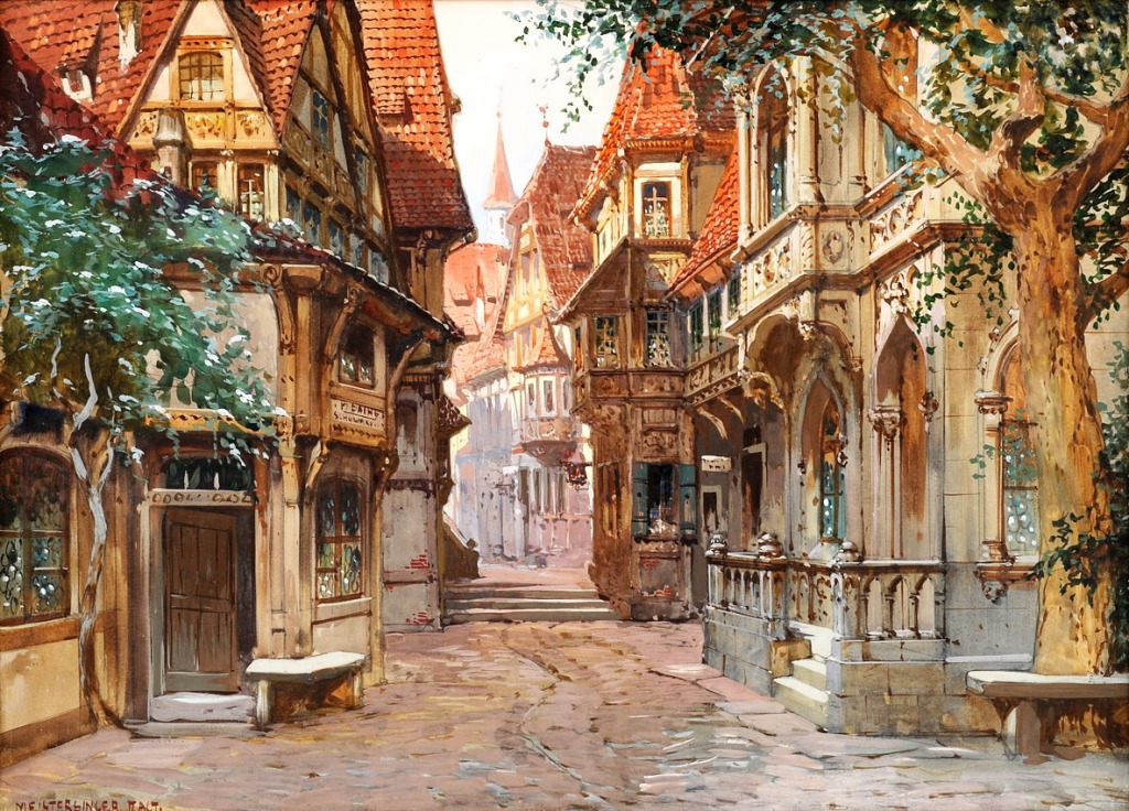 Alley of a Medieval City jigsaw puzzle in Piece of Art puzzles on TheJigsawPuzzles.com