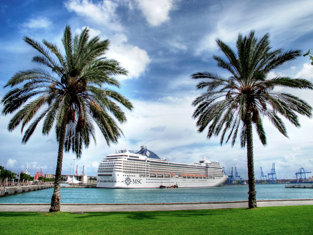 Cruise Ship in Las Palmas de Gran Canaria jigsaw puzzle in Great Sightings puzzles on TheJigsawPuzzles.com