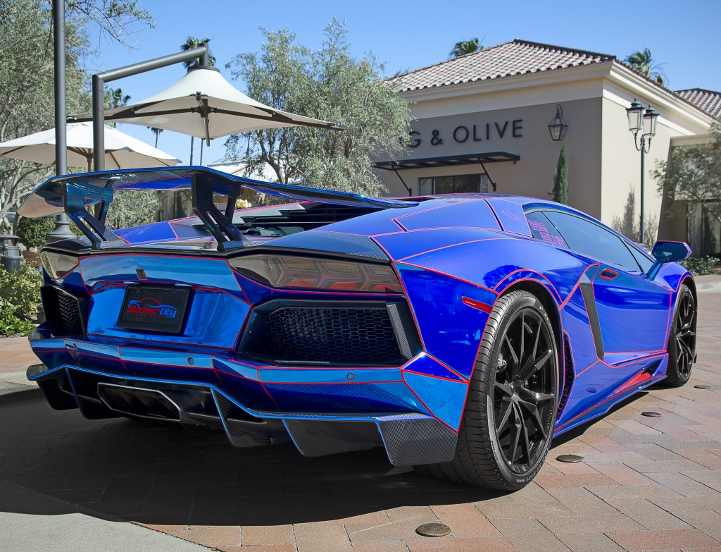 Chrome Blue Lamborghini Aventador jigsaw puzzle in Cars & Bikes puzzles on TheJigsawPuzzles.com