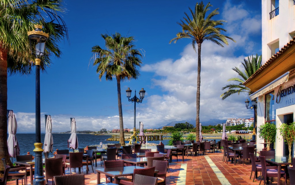 Seafront Restaurant, Costa del Sol, Spain jigsaw puzzle in Great Sightings puzzles on TheJigsawPuzzles.com