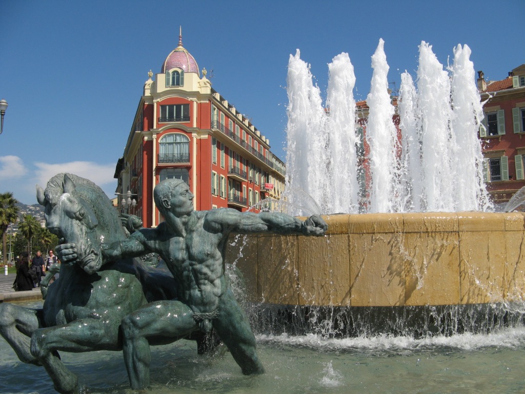 Fountain At the Masséna Square In Nice jigsaw puzzle in Waterfalls puzzles on TheJigsawPuzzles.com