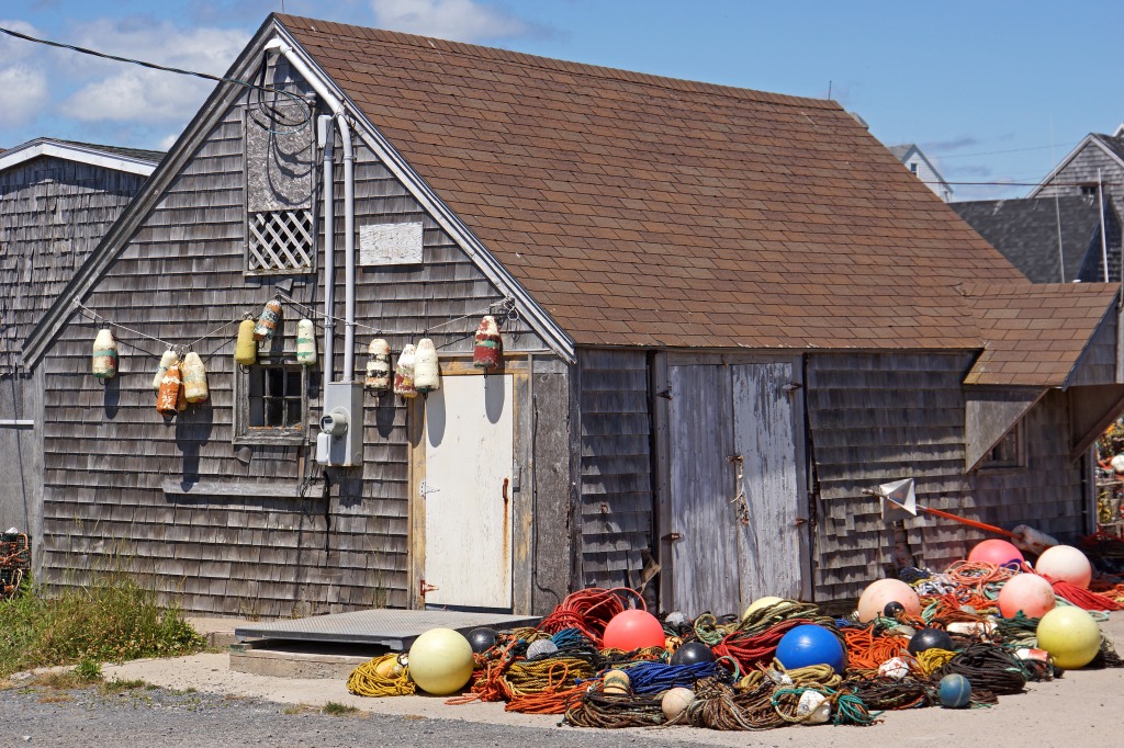 Buoys and Ropes at Peggy's Cove jigsaw puzzle in Street View puzzles on TheJigsawPuzzles.com
