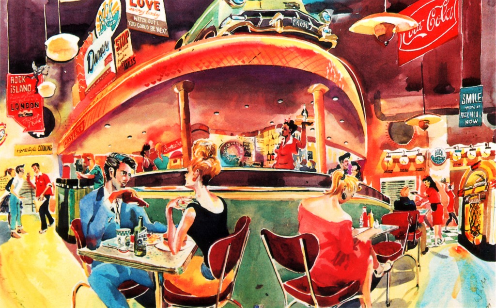 Greetings from the Rock Island Diner! jigsaw puzzle in Food & Bakery puzzles on TheJigsawPuzzles.com