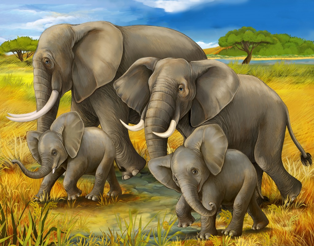 Elephants jigsaw puzzle in Animals puzzles on TheJigsawPuzzles.com