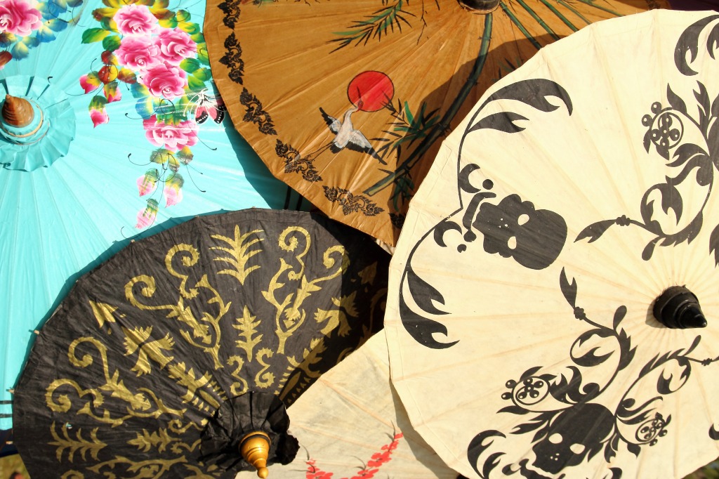 Colorful Paper Parasols jigsaw puzzle in Puzzle of the Day puzzles on TheJigsawPuzzles.com