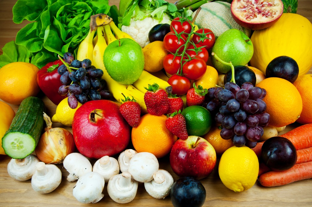 Fresh Fruits and Vegetables jigsaw puzzle in Fruits & Veggies puzzles on TheJigsawPuzzles.com