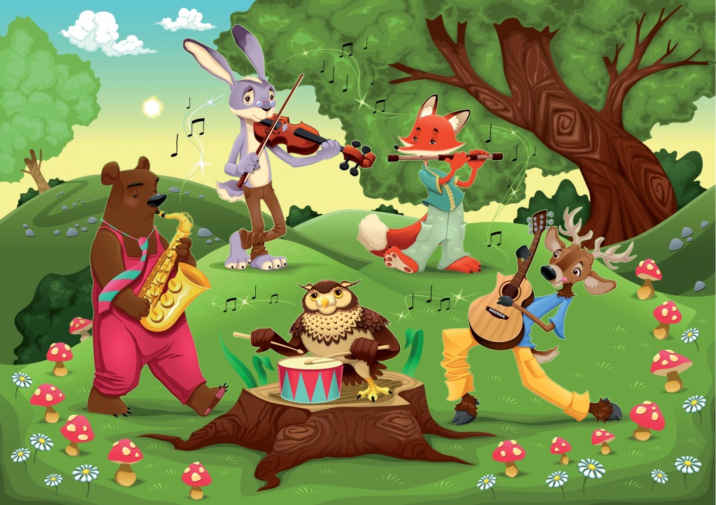 Musicians in the Wood jigsaw puzzle in Animals puzzles on TheJigsawPuzzles.com
