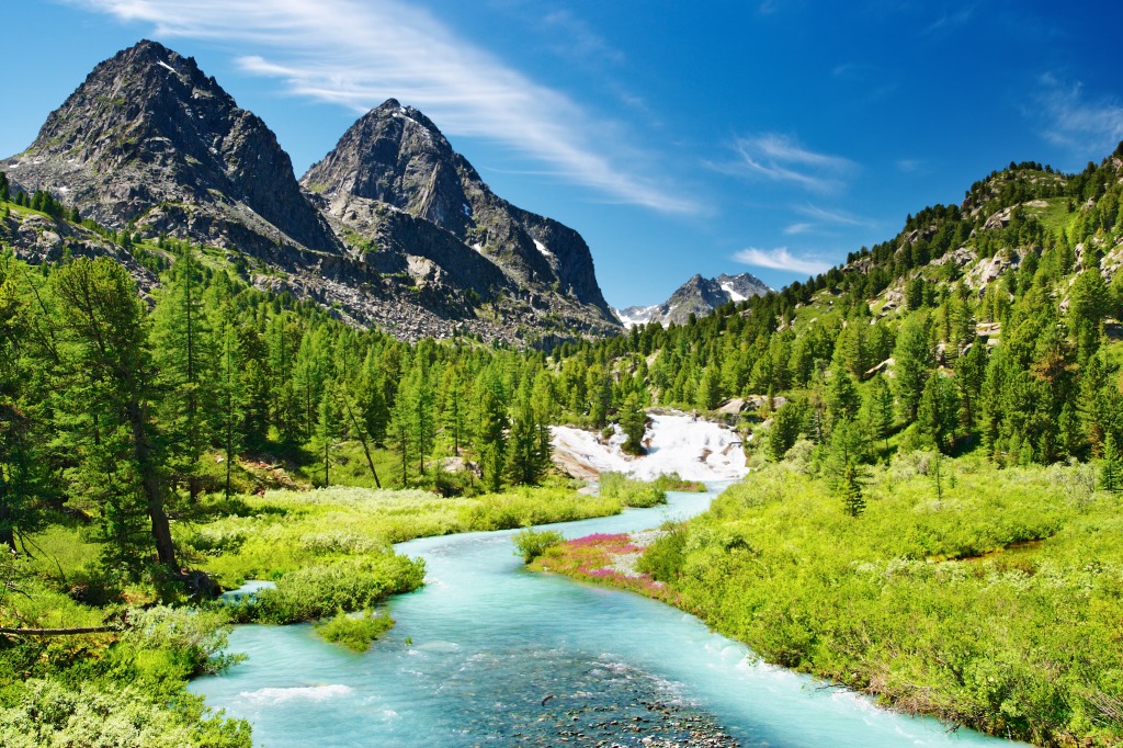 Altai Mountain Landscape jigsaw puzzle in Waterfalls puzzles on TheJigsawPuzzles.com