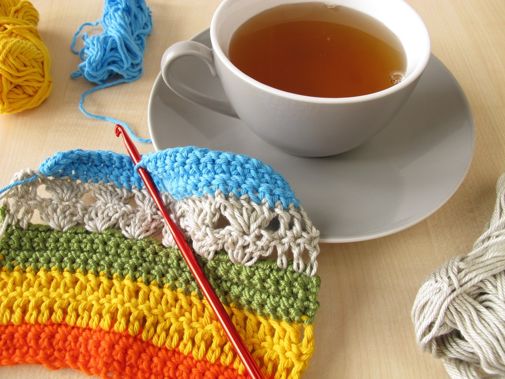 Crochet and a Cup of Tea jigsaw puzzle in Handmade puzzles on TheJigsawPuzzles.com