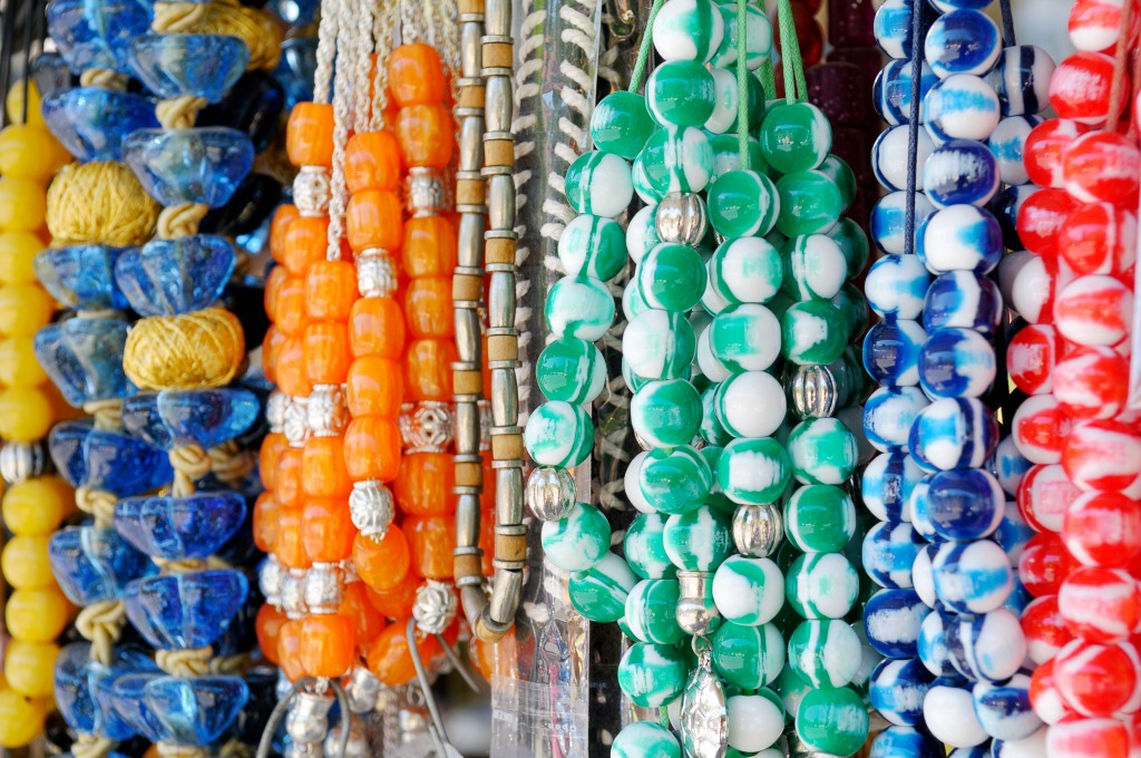 Beads For Sale in a Market in Greece jigsaw puzzle in Handmade puzzles on TheJigsawPuzzles.com