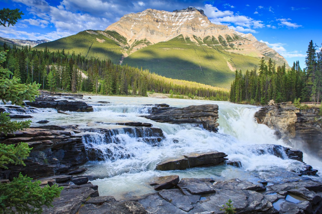 Athabasca Falls in Jasper NP jigsaw puzzle in Waterfalls puzzles on TheJigsawPuzzles.com