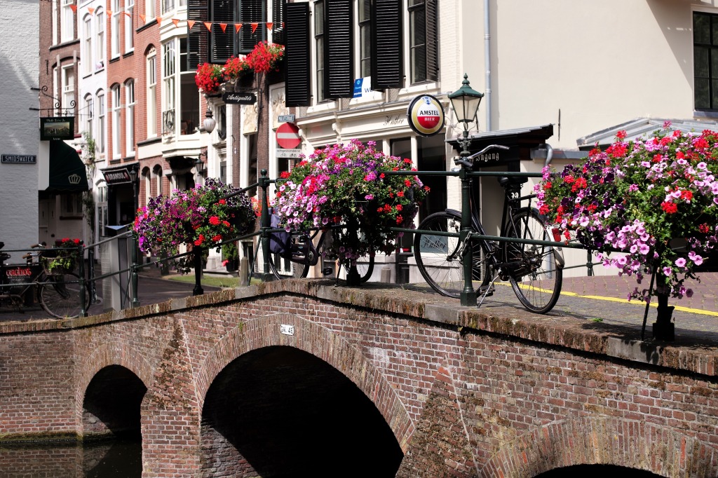 Canal Bridge with Flowers, Hague jigsaw puzzle in Bridges puzzles on TheJigsawPuzzles.com