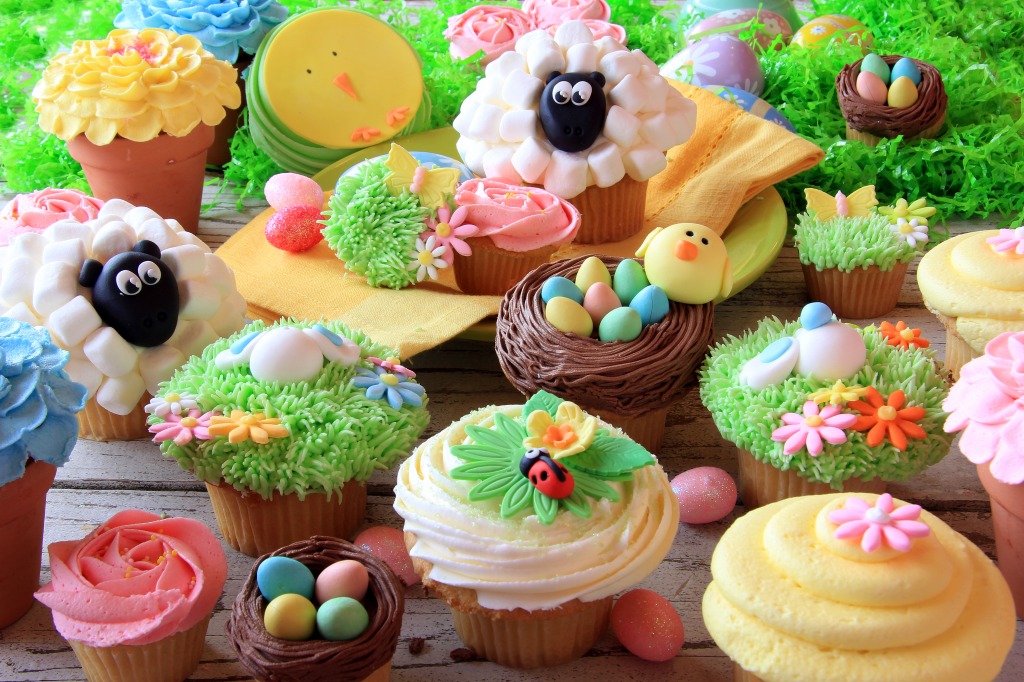 Easter Cupcakes jigsaw puzzle in Food & Bakery puzzles on TheJigsawPuzzles.com