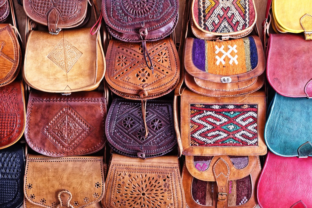 Leather Bags in Morocco jigsaw puzzle in Handmade puzzles on TheJigsawPuzzles.com