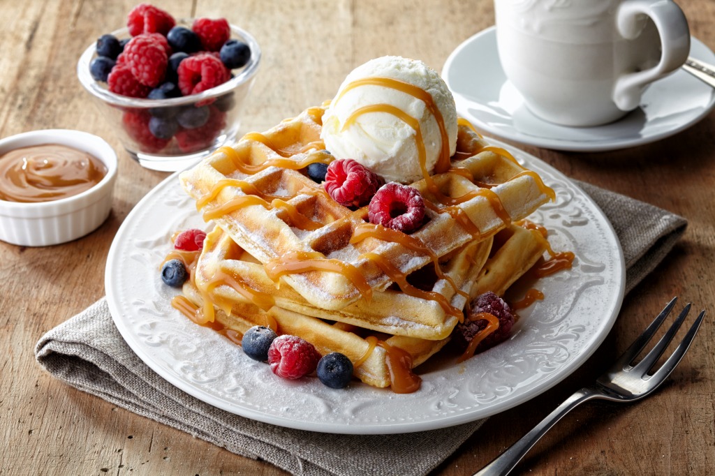 Belgian Waffles with Ice Cream jigsaw puzzle in Food & Bakery puzzles on TheJigsawPuzzles.com