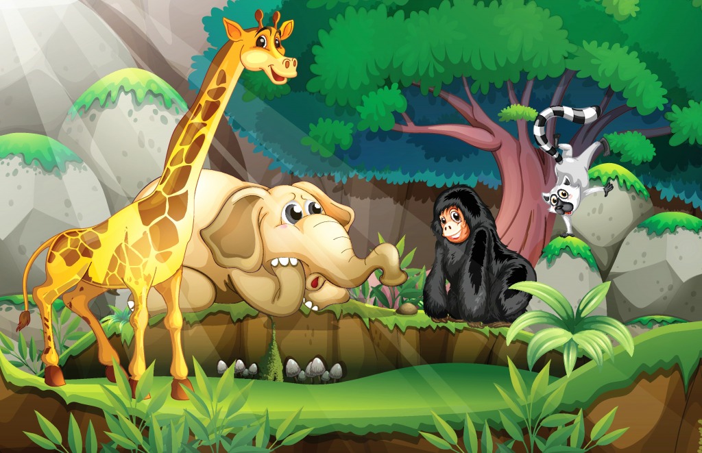 Animals in the Jungle jigsaw puzzle in Animals puzzles on TheJigsawPuzzles.com