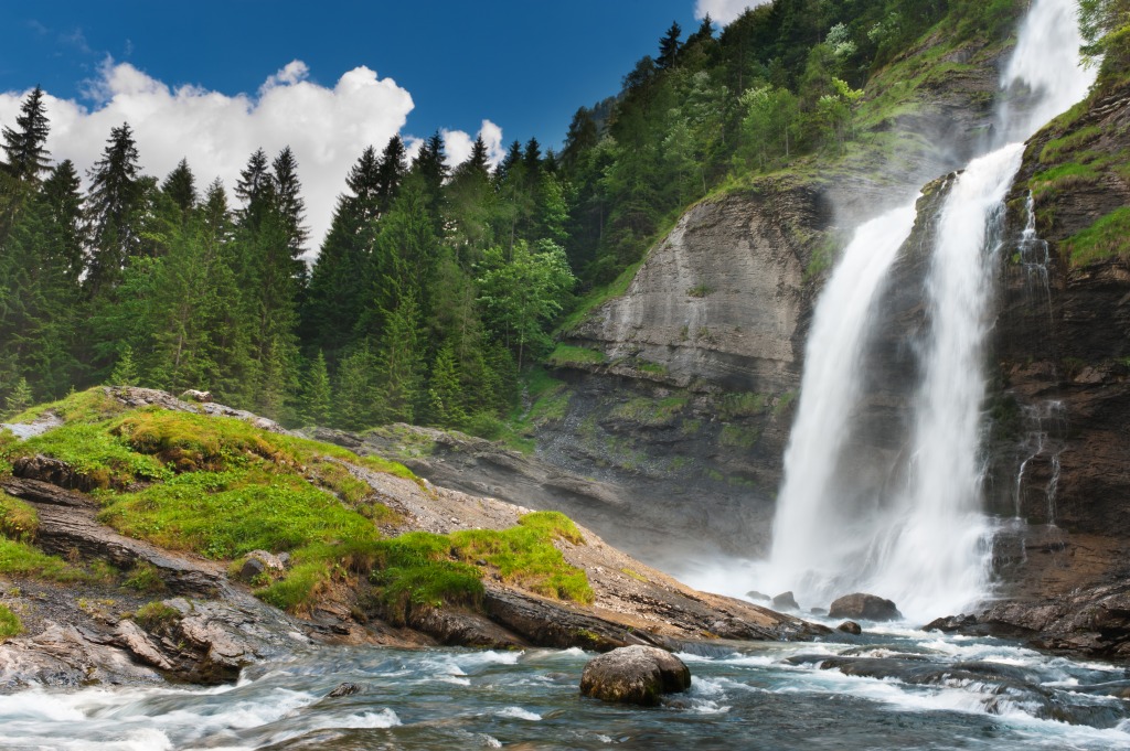 Alpine Waterfall jigsaw puzzle in Waterfalls puzzles on TheJigsawPuzzles.com