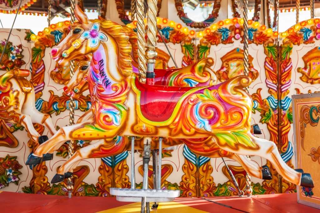 Carousel Horse, Cardiff Bay, Wales jigsaw puzzle in Puzzle of the Day puzzles on TheJigsawPuzzles.com