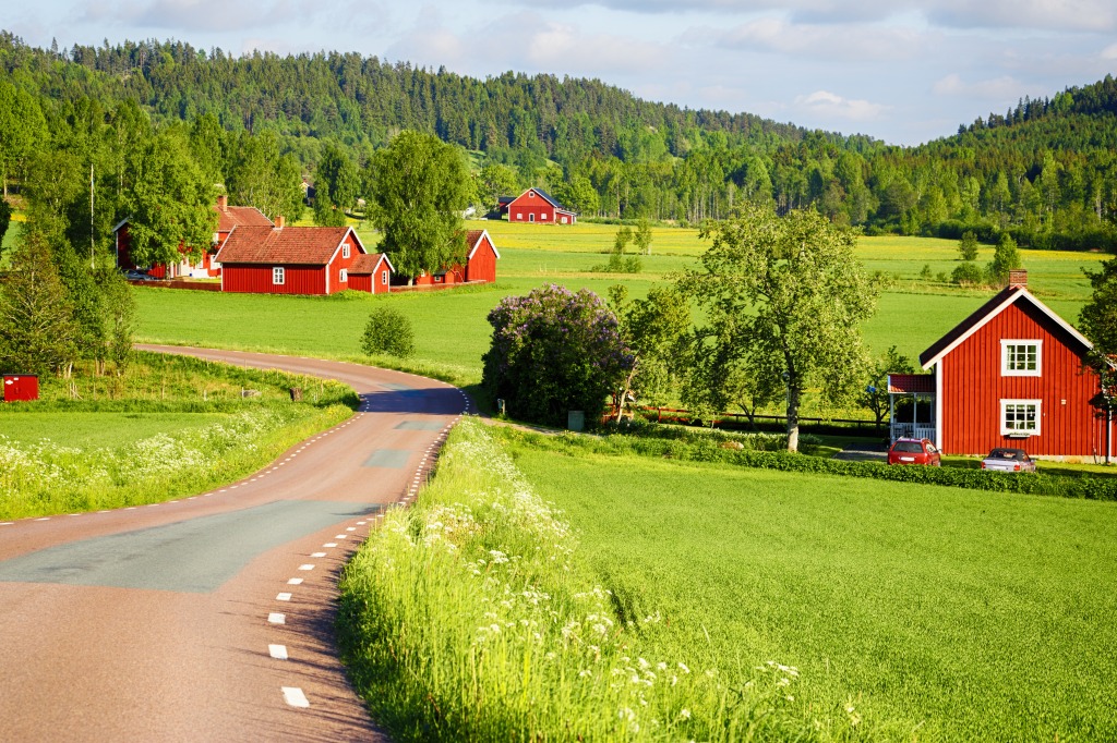 Old Farm Houses jigsaw puzzle in Puzzle of the Day puzzles on TheJigsawPuzzles.com