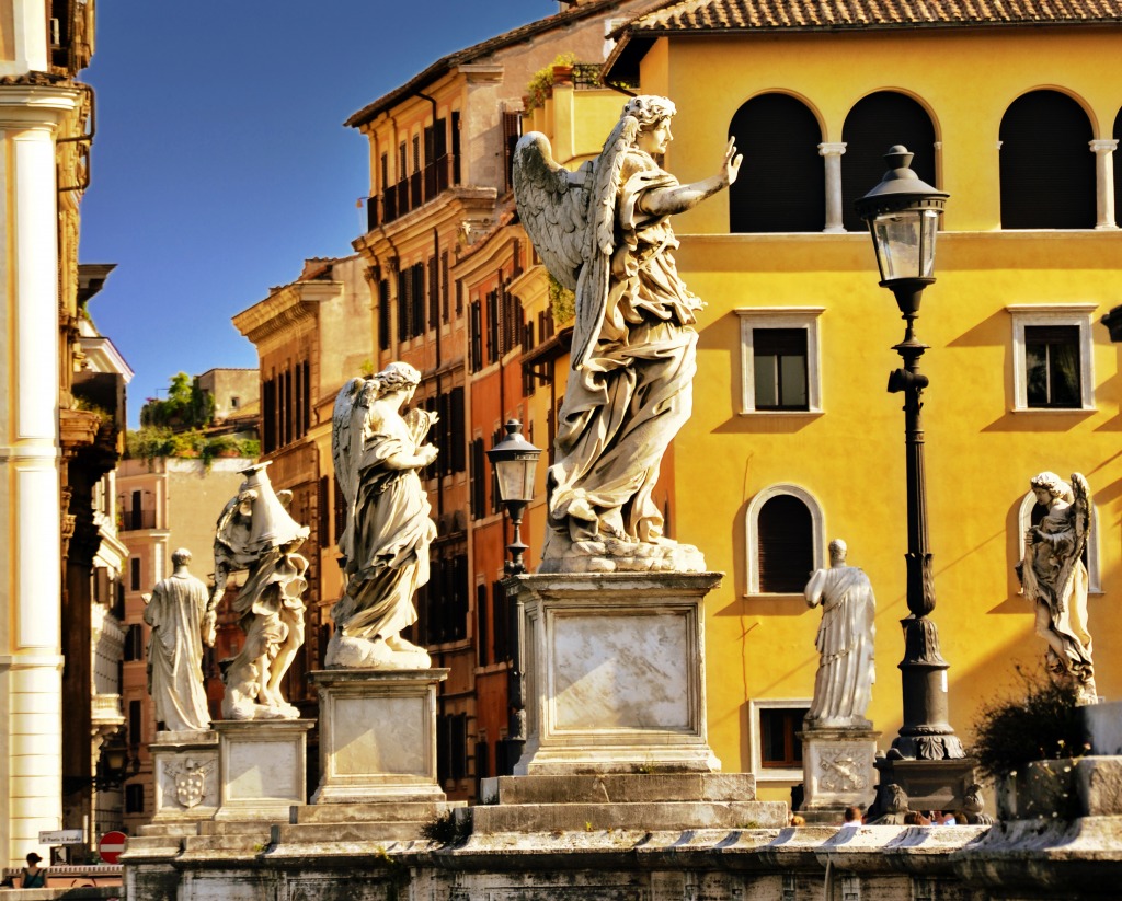 Ponte Sant'Angelo, Rome, Italy jigsaw puzzle in Bridges puzzles on TheJigsawPuzzles.com