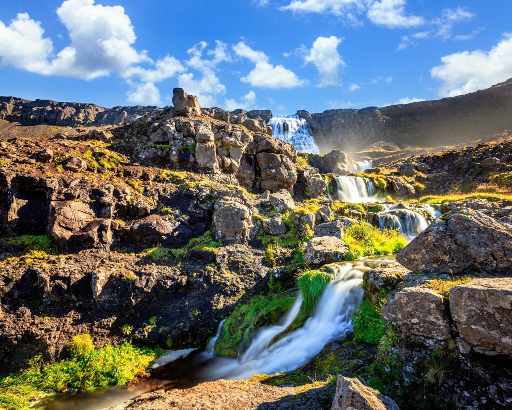 Dynjandifoss Waterfall, Iceland jigsaw puzzle in Waterfalls puzzles on TheJigsawPuzzles.com