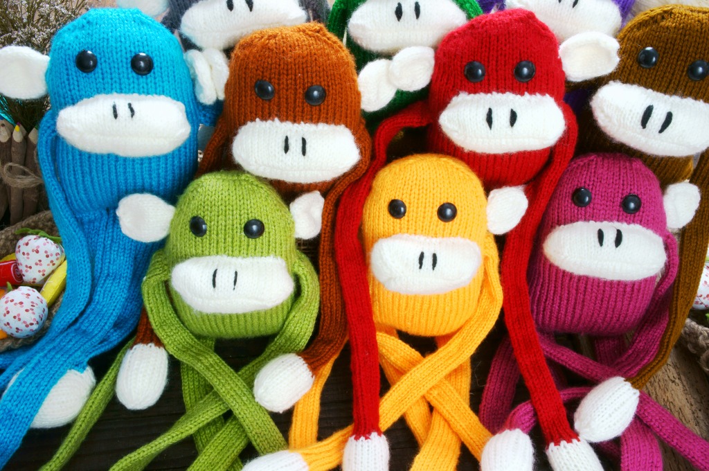 Colorful Homemade Monkeys jigsaw puzzle in Handmade puzzles on TheJigsawPuzzles.com