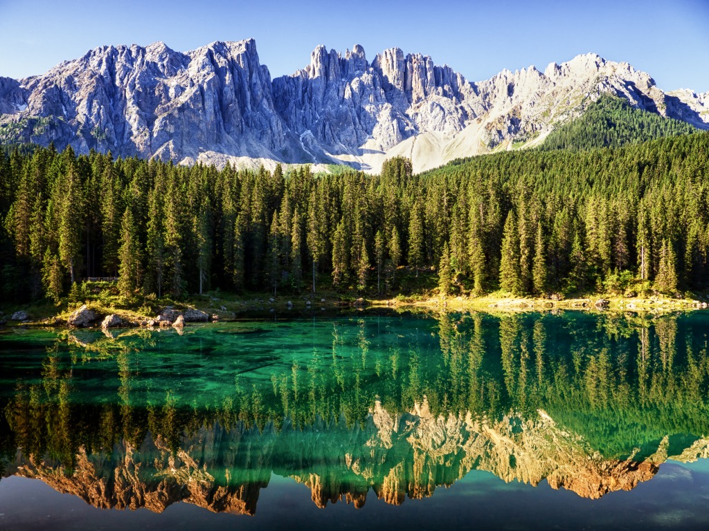 Karer Lake, Dolomites, Italy jigsaw puzzle in Great Sightings puzzles on TheJigsawPuzzles.com