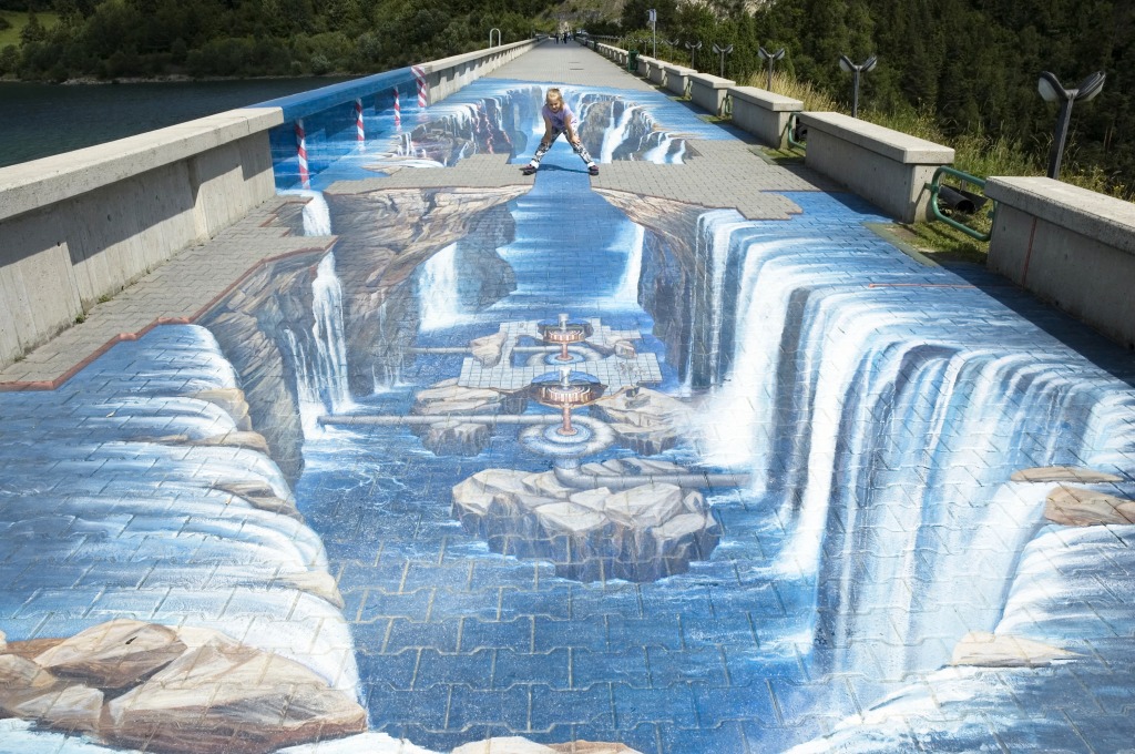 3D Illusion Graffiti, Niedzica, Poland jigsaw puzzle in Waterfalls puzzles on TheJigsawPuzzles.com