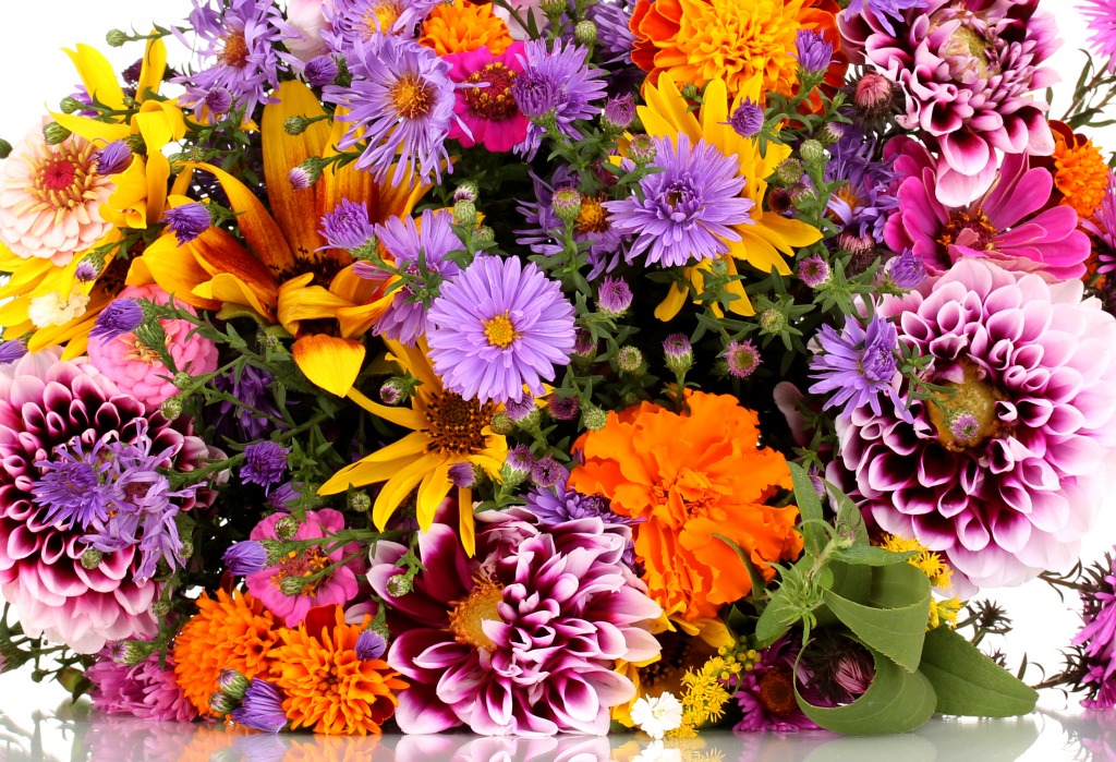 Beautiful Bouquet of Bright Flowers jigsaw puzzle in Flowers puzzles on TheJigsawPuzzles.com