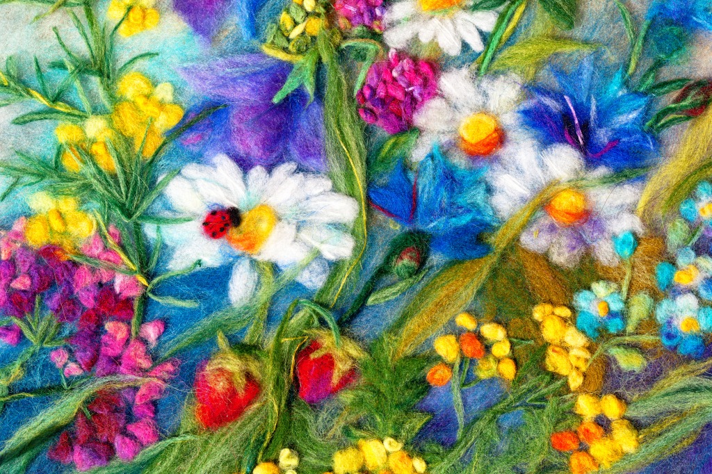 Felted Meadow Painting jigsaw puzzle in Handmade puzzles on TheJigsawPuzzles.com