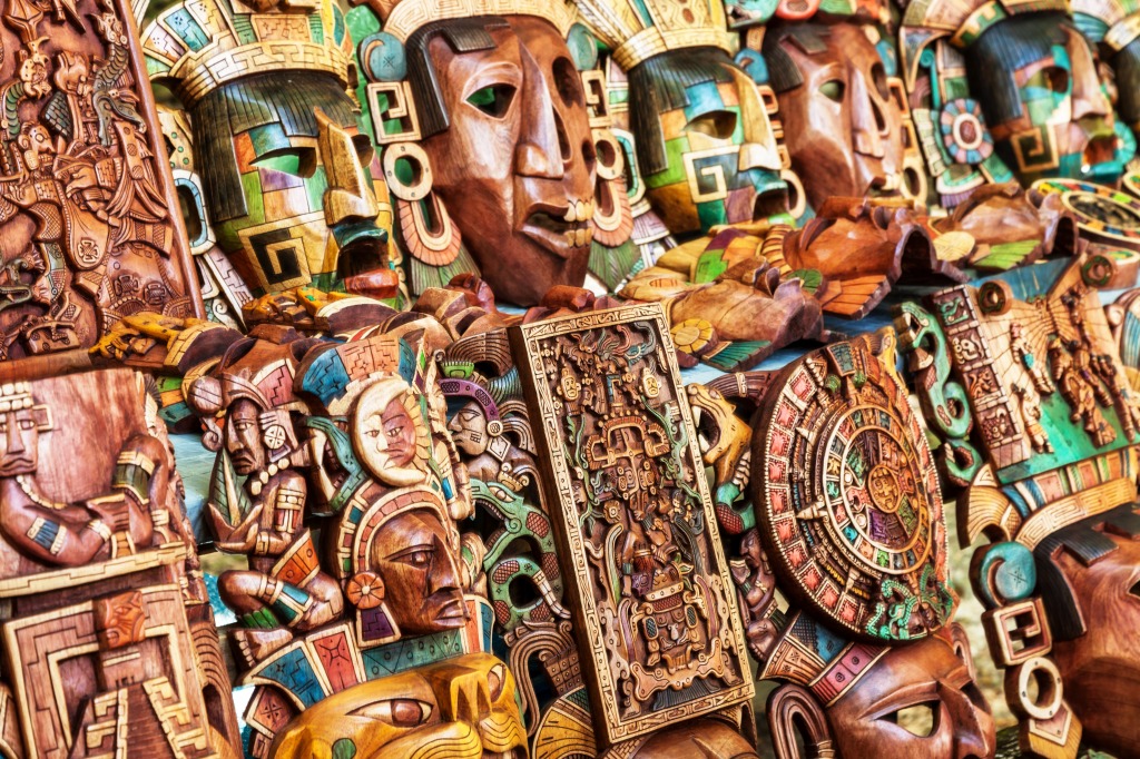 Mayan Wooden Masks jigsaw puzzle in Puzzle of the Day puzzles on TheJigsawPuzzles.com