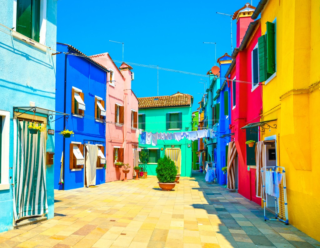 Burano Island Street, Venice jigsaw puzzle in Puzzle of the Day puzzles on TheJigsawPuzzles.com