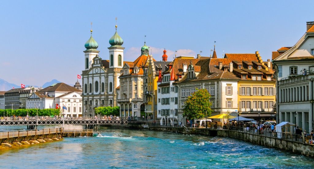 City of Lucerne, Switzerland jigsaw puzzle in Bridges puzzles on TheJigsawPuzzles.com